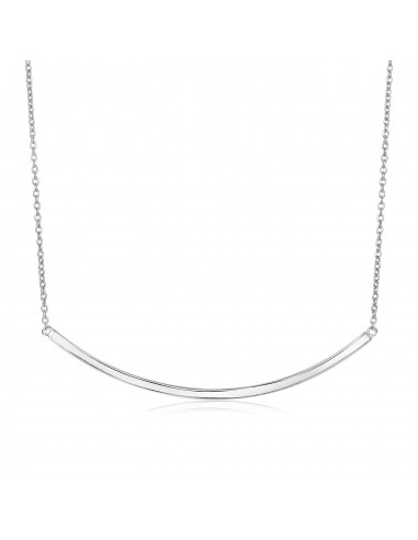 Sterling Silver Polished Curved Bar Necklace ouvre sa boutique