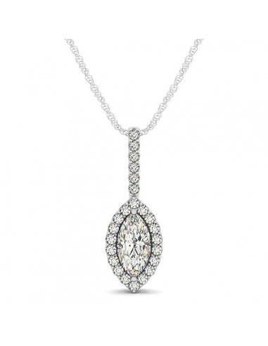 Marquis Shape Diamond Halo Pendant in 14k White Gold (2/3 cttw) acheter en ligne