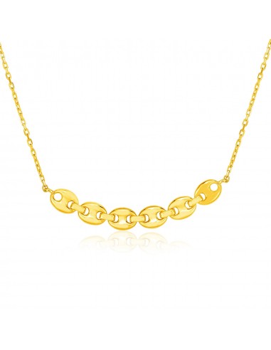 14k Yellow Gold 18 inch Necklace with Curve of Mariner Chain la livraison gratuite