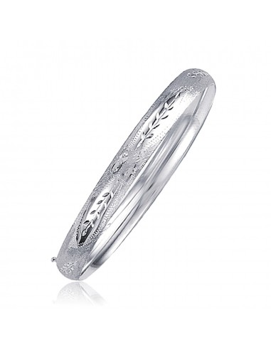 Classic Floral Carved Bangle in 14k White Gold (6.0mm) votre restaurant rapide dans 