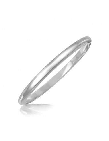 Sterling Silver Rhodium Plated Slim Dome Motif Bangle Venez découvrir notre 