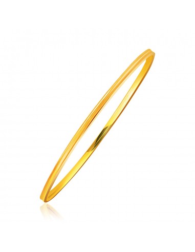 14k Yellow Gold Concave Motif Thin  Stackable Bangle en ligne des produits 