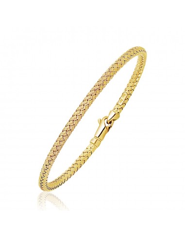 Fancy Weave Bangle in 14k Yellow Gold (3.0mm) pas chere