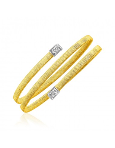 14k Two Tone Gold Spiral Bangle with Diamonds JUSQU'A -70%! 