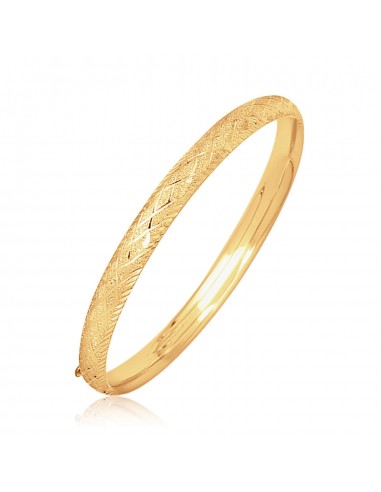 14k Yellow Gold Diamond Cut Design Dome Motif Children's Bangle commande en ligne