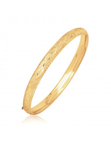 14k Yellow Gold Diamond Carved Bangle (6.0 mm) ouvre sa boutique