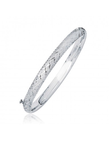 14k White Gold Weave Diamond Cut Dome Children's Bangle acheter en ligne