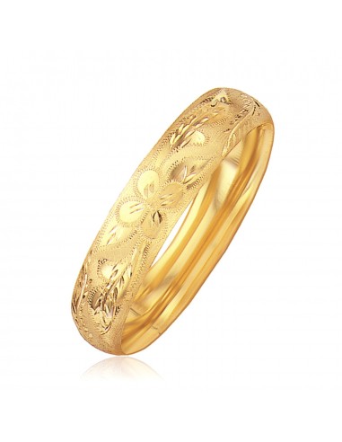 Classic Floral Carved Bangle in 14k Yellow Gold (13.5mm) Comparez et commandez 