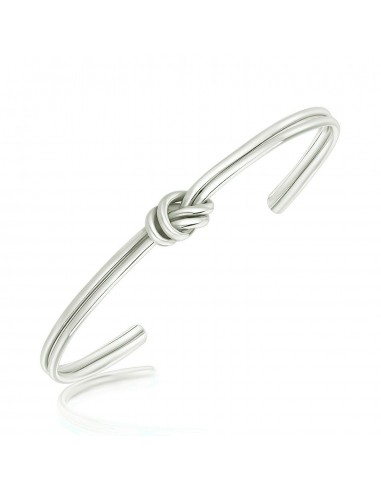 Sterling Silver Rhodium Plated Knot Design Slim Open Cuff 50-70% off 