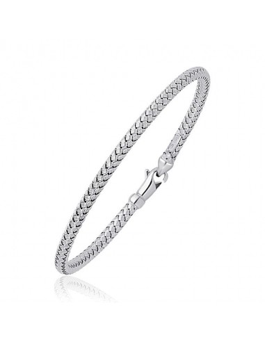 Fancy Weave Bangle in 14k White Gold (3.0mm) brillant des détails fins