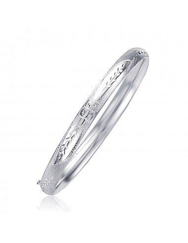 Classic Floral Carved Bangle in 14k White Gold (5.0mm) pour bénéficier 