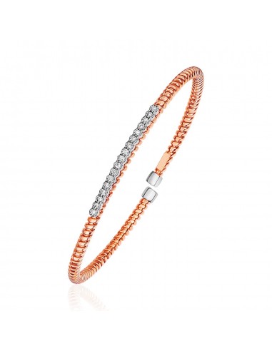 14k Rose Gold and Diamond 3mm Flexible Bangle Bracelet la colonne vertébrale