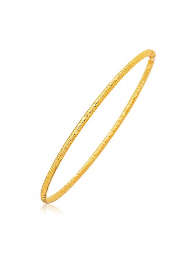 14k Yellow Gold Thin Textured Stackable Bangle du meilleur 