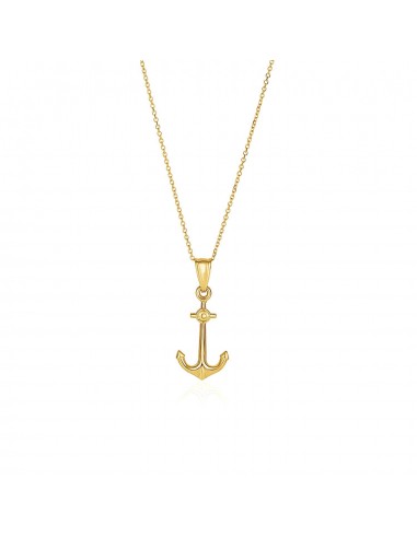 14k Yellow Gold Cable Chain with Anchor Pendant Fin de série