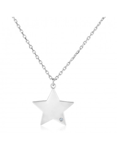 Sterling Silver 18 inch Necklace with Star Pendant with Diamond de technologie