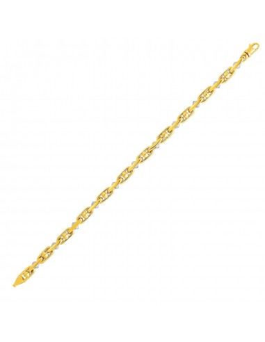 14k Two-Toned Yellow and White Gold Link Bracelet with Beads Fin de série