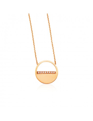 14k Rose Gold Circle Necklace with Diamonds en linge