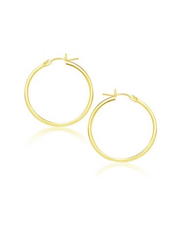 10k Yellow Gold Polished Hoop Earrings (25 mm) pas cher 