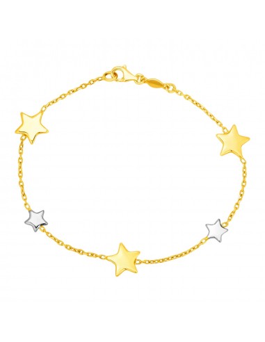 14k Two Tone Gold Bracelet with Polished Stars Comment ça marche