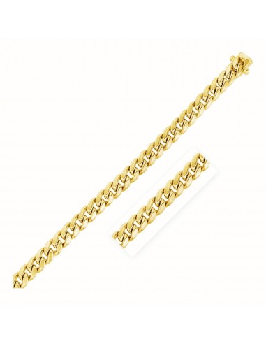 7.5mm 14k Yellow Gold Semi Solid Miami Cuban Chain de l' environnement