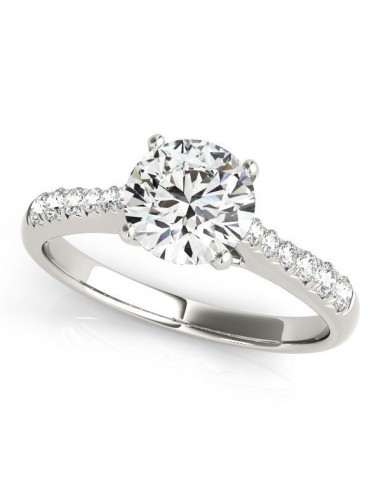 14k White Gold Round Cut Diamond Engagement Ring  (1 5/8 cttw) français