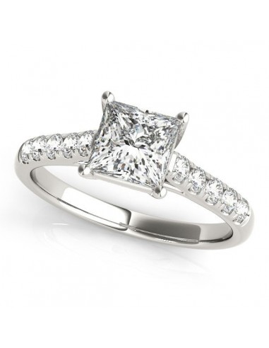 14k White Gold Trellis Set Princess Cut Diamond Engagement Ring (1 1/4 cttw) pour bénéficier 