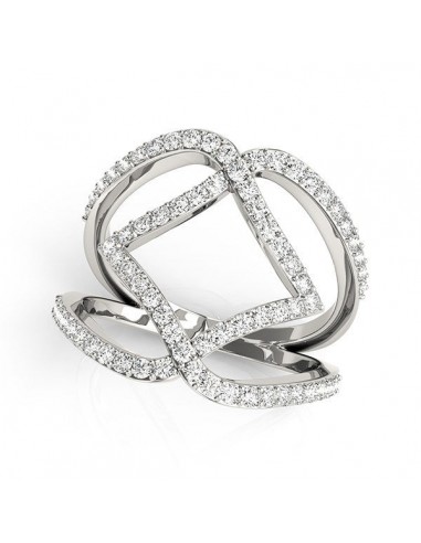 14k White Gold Entwined Design Diamond Dual Band Ring (3/4 cttw) en stock