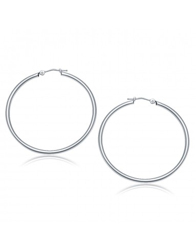 10k White Gold Polished Hoop Earrings (40 mm) les muscles