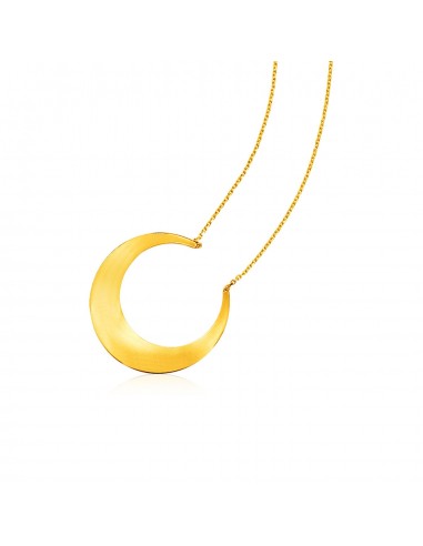 14k Yellow Gold 18 inch Necklace with Polished Moon Motif de l' environnement