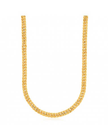 14k Yellow Gold Curb Style Chain Textured Necklace prix