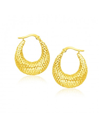 14k Yellow Gold Mesh Style Graduated Hoop Earrings À commander