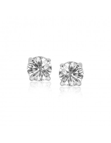 14k White Gold Stud Earrings with White Hue Faceted Cubic Zirconia prix