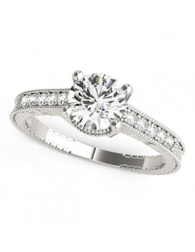 14k White Gold Round Antique Style Diamond Engagement Ring (1 1/8 cttw) votre