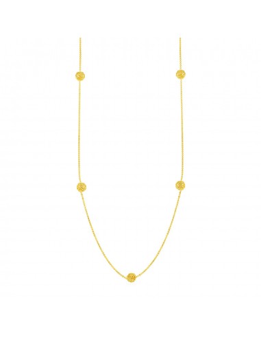 Station Necklace with Textured Love Knots in 14k Yellow Gold pas chere