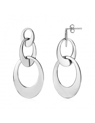 Drop Earrings with Three Open Ovals in Sterling Silver prix