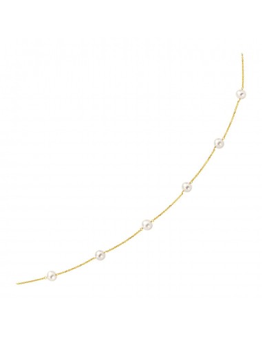 14k Yellow Gold Necklace with White Pearls À commander