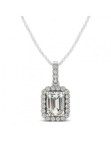 Halo Pendant With Emerald Center Diamond in 14k White Gold (1 1/5 cttw) online