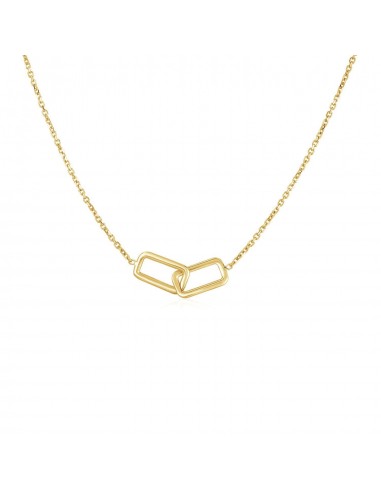 14k Yellow Gold Necklace with Interlocking Petite Rectangles Comparez et commandez 