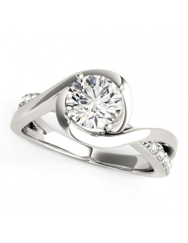 14k White Gold Split Band Round Bypass Diamond Engagement Ring (1 1/8 cttw) Véritable concentré