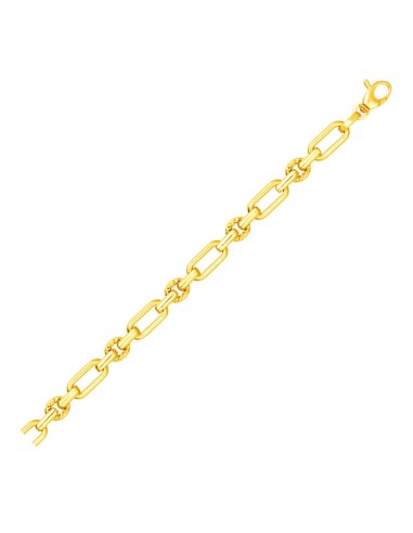 14k Yellow Gold Polished and Textured Link Bracelet suggérées chez