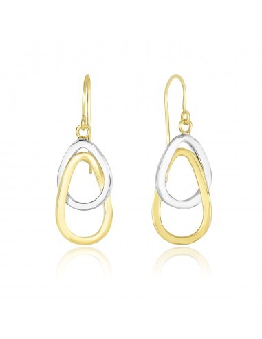 14k Two-Tone Gold Interlaced Open Teardrop Drop Earrings français