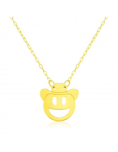 14k Yellow Gold Necklace with Cowboy Emoji Symbol 50% de réduction en Octobre 2024