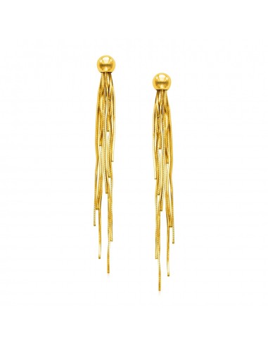 14k Yellow Gold Post Earrings with Polished Dangles des créatures d'habitude