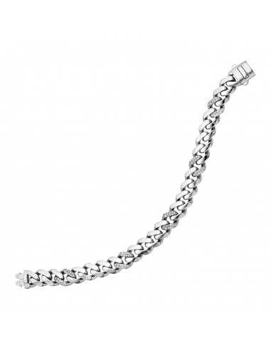 14k White Gold Polished Curb Chain Bracelet with Diamonds votre