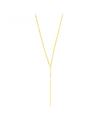 14K Yellow Gold Polished Diamond Motif Lariat Necklace basket pas cher