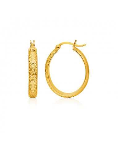 10k Yellow Gold Hammered Oval Hoop Earrings le concept de la Pate a emporter 