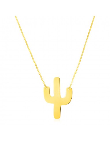 14K Yellow Gold Necklace with Large Cactus français