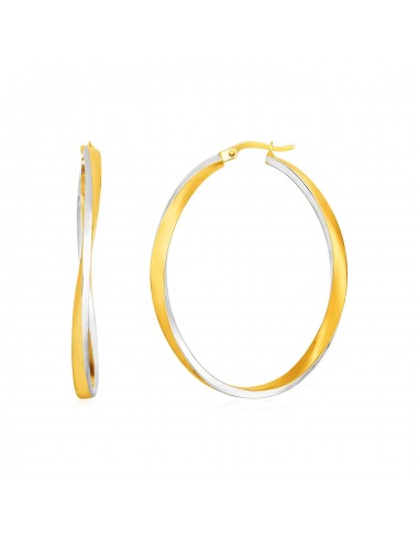 14k Two Tone Gold Twisted Oval Hoop Earrings du meilleur 