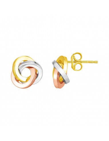 14k Tri Color Gold Love Knot Earrings Comparez plus de prix