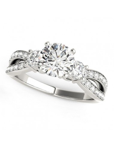 14k White Gold Split Shank Round Diamond Engagement Ring (1 5/8 cttw) Economisez 